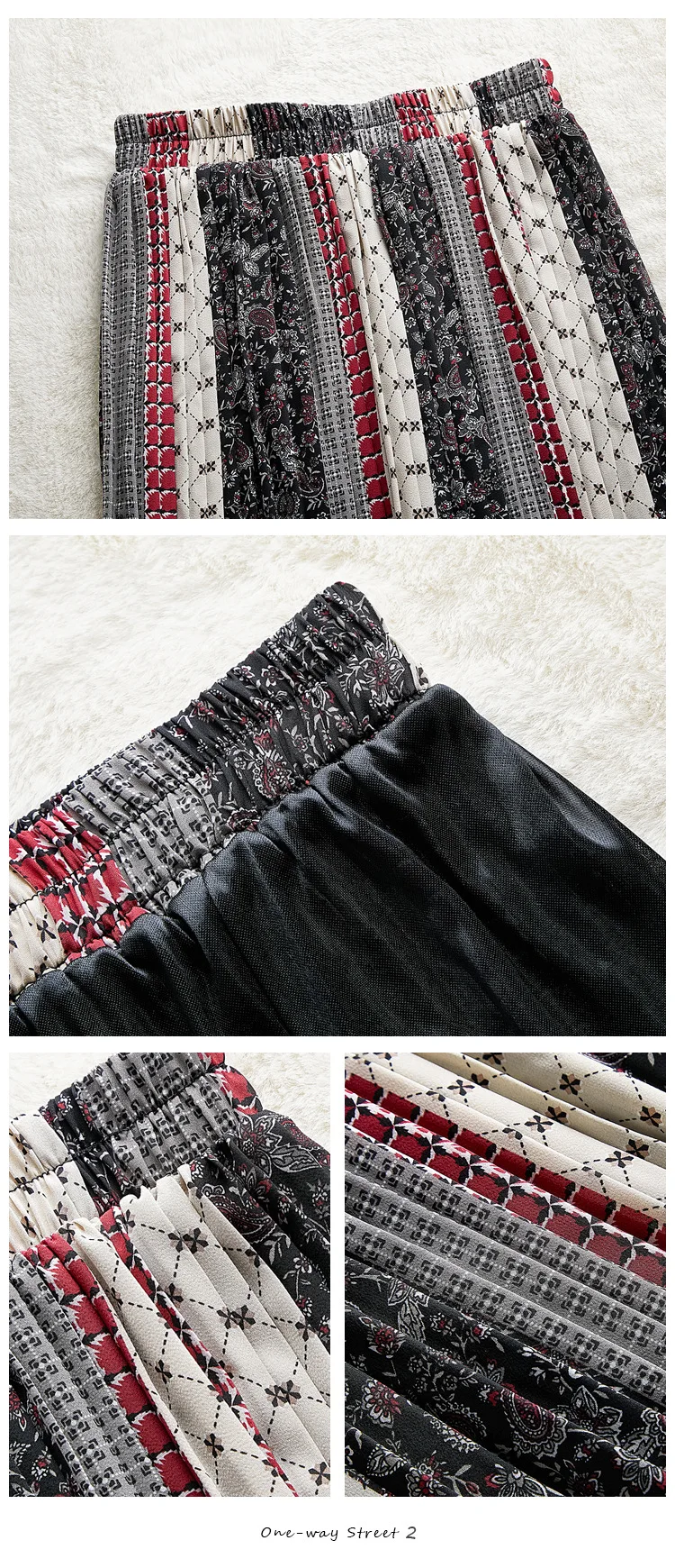 TIGENA אופנה שיפון ארוך קפלים חצאית נשים 2021 אביב קיץ בציר ניגודיות הדפסת אסתטי גבוהה מותן חצאית נקבה ליידי