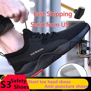 

Women And Men's Steel-Toe Work Safety Sport Shoes Casual Breathable Outdoor Sneakers Puncture Proof Boots Comfortable Shoes