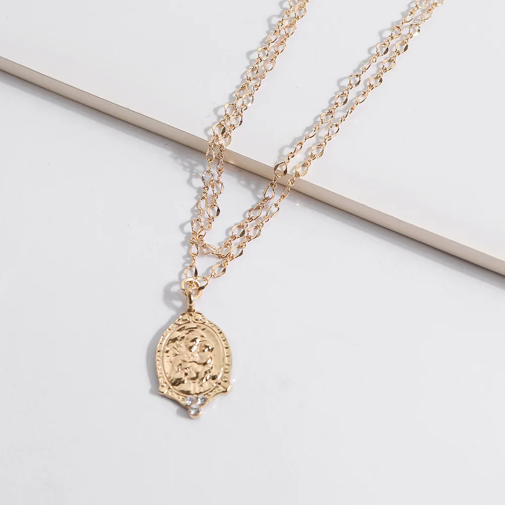 

Ukmoc Alloy Necklace Europe And America Origional Fashion Simple Blessed Virgin Mary Maria Multistory Necklace