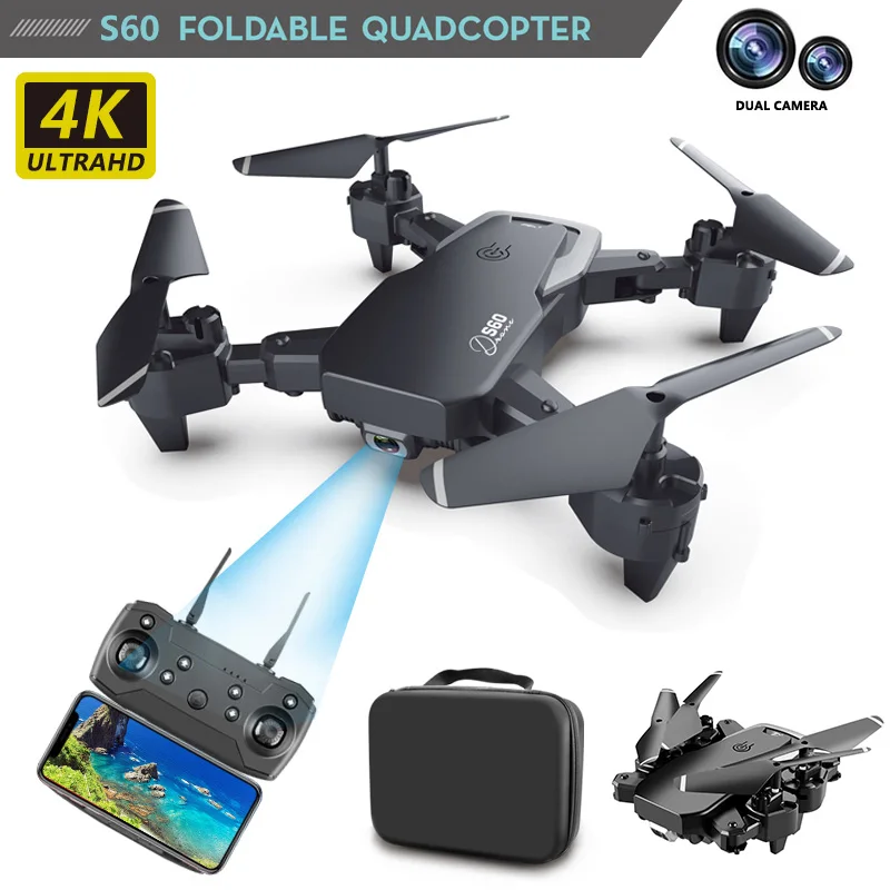 

1080P WiFi FPV Dual Camera Drone RC Drone 4k HD Wide Angle Camera S60 RC Quadcopter Long Flight Time Smart Follow RC Helicopter
