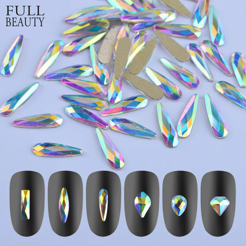Full Beauty 10 шт. Кристальные блестящие 3D Стразы для дизайна ногтей AB Красочные