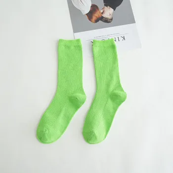 

ORANGE Women's Fall Day Thin Cotton Short Socks Solid Color Medium Tube Socks