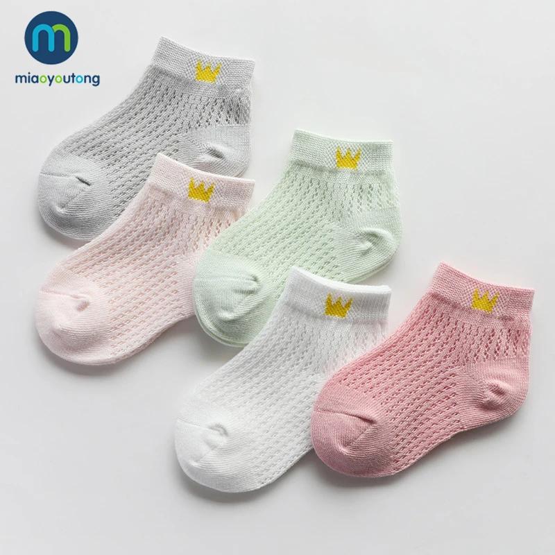 5 par/set aliento de bebé de algodón Niño de cristal de seda niños verano Calcetines de bebé delgada calcetines para niñas NIÑOS Calcetines Miaoyoutong