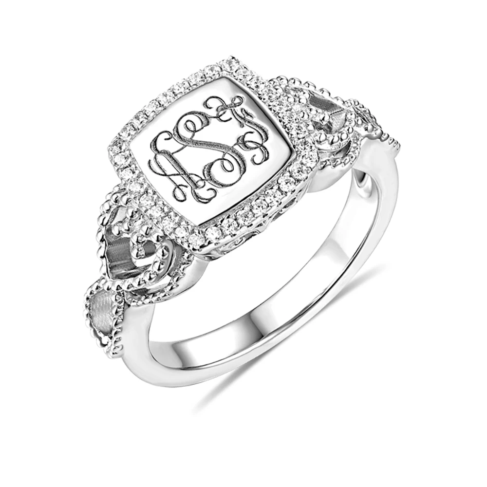 Uonney Dropshipping Customized Women's Engraved Classic Monogram Ring Valentine's Day Gift Enterprise Custom Jewelry enterprise 1 workbook