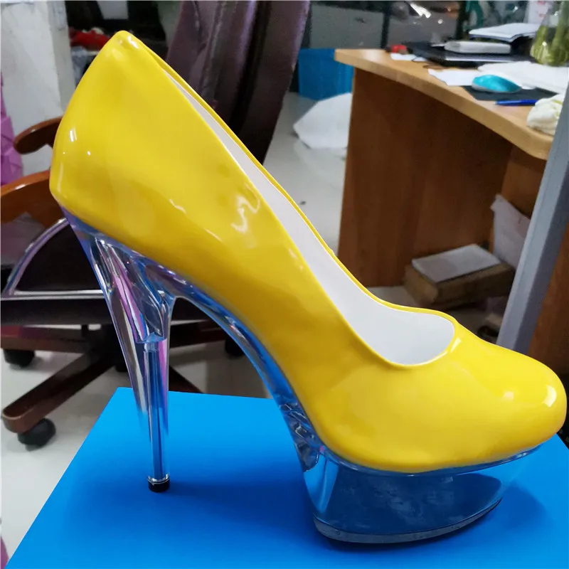 Sexy pure crystal princess single shoes, super high heel temptation sexy shoes, dancing shoes 15cm