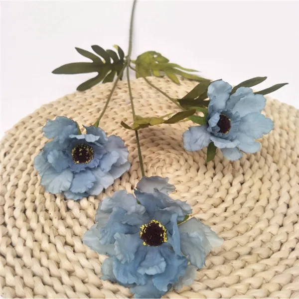 Синий 10Pcs Fake Short Stem Hibiscus 26.77" Length Simulation Hibiscuses Flowers for Wedding Home Decorative Artificial Flo - Цвет: Синий