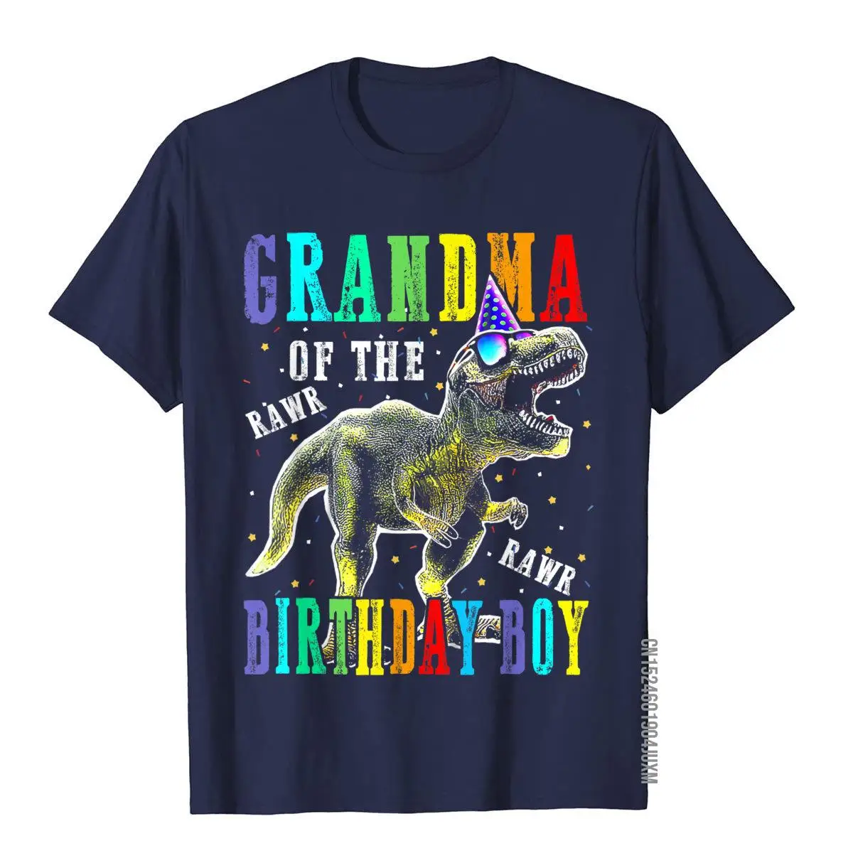 Grandma Of The Birthday Boy Dinosaur T-Shirt T-Shirt__97A3542navy