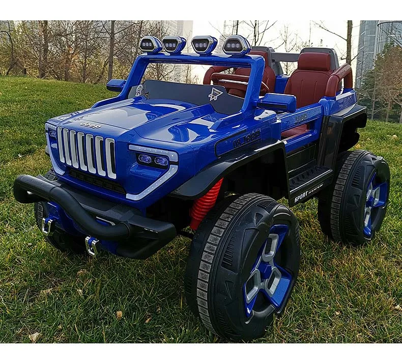 Blue Экстра большого размера с 4 колесами 12V10A Детский электромобиль четырёхколёсный вагончик с привод с дистанционным управлением с функцией прыжка, внедорожник детское транспортное средство может сидеть - Цвет: Blue