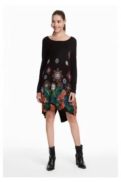 Spain's New Deg Printed Knitted Dress for Autumn and Winter xs-xL