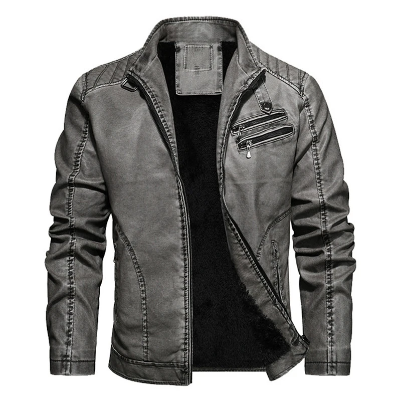 

Leather Jacket Men 2020 Winter New Casual Fleece Motorcycle Jackets Male Fashion PU Coat Mens Brand Clothing J6T849