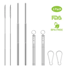 Многоразовые соломинки из нержавеющей стали металлическая соломинка с щетка для чистки Путешествия Складная Питьевая Солома для дом, офис, бар