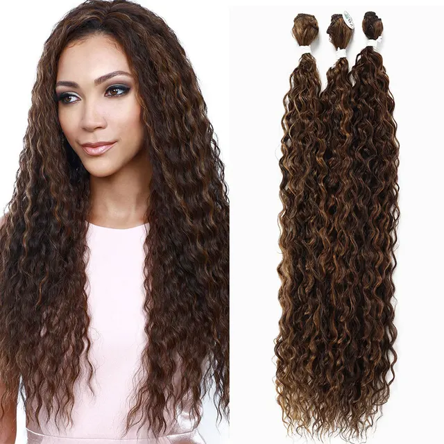 Kinky Curly Hair Bundles Synthetic Hair Extensions Blonde Two Tone Color Hair Weave Bundles Thick 300g For Women Free Shipping SP4-27-30