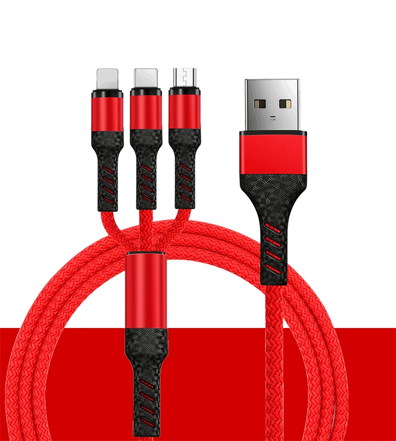 USB кабель 3A Быстрая зарядка для iPhone зарядное устройство 3 в 1 микро USB кабель для Android USB TypeC кабели для мобильных телефонов