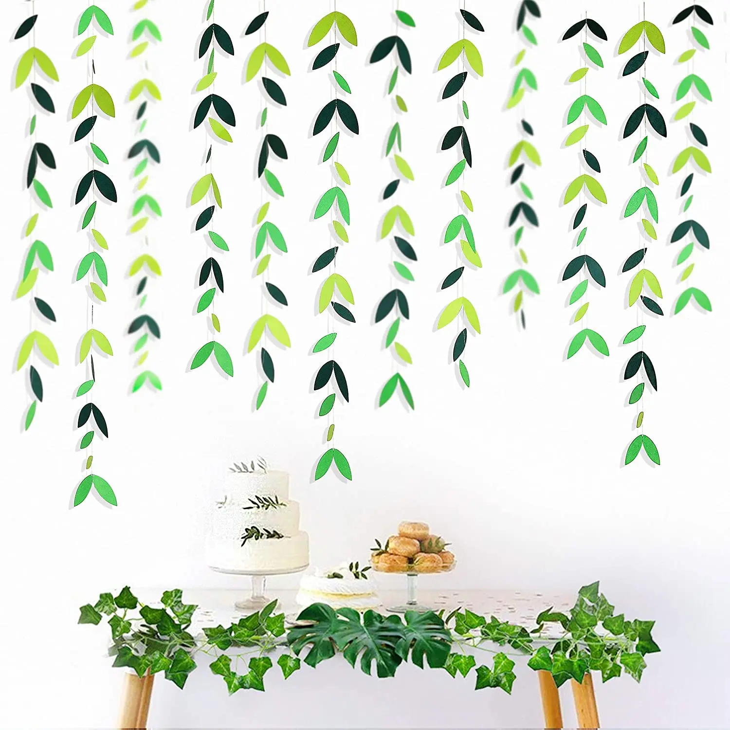 Ghirlanda Decorativa In Carta Con Foglie Verdi E Margherite – 2 Metri – Perfetta Per Matrimoni, Giardino, Pareti E Feste Primaverili