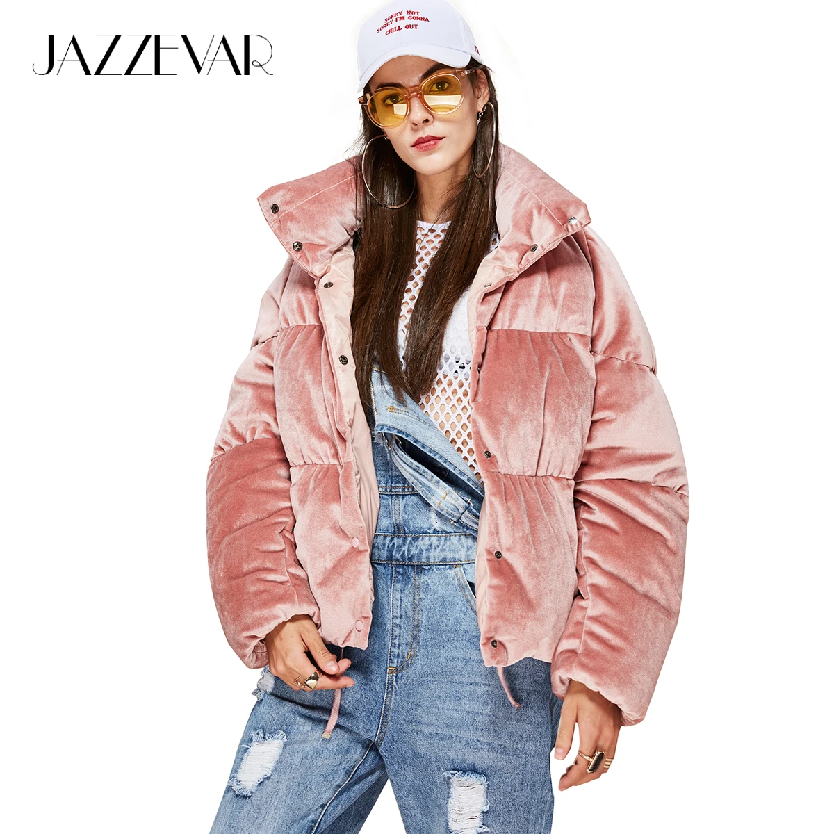 JAZZEVAR 2019 Новинка зимняя куртка женская толстая пуховик 90% бархатные мини парки