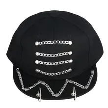 Унисекс модное металлическое кольцо железная заклепка бейсболки подростка Snapback Регулируемая Повседневная панк рок стиль цепь хип хоп шляпа мальчик