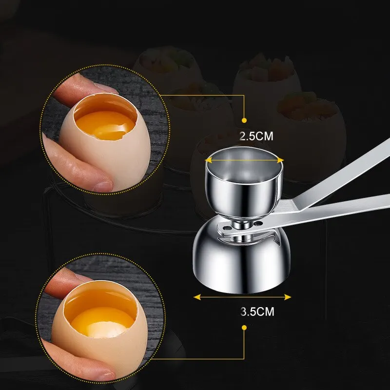 304 Stainless Steel Double Headed Egg Shell Opener Topper Cutter Kitchen Gadgets For Raw/Soft Silver Color Hard Boiled Egg, 1PC