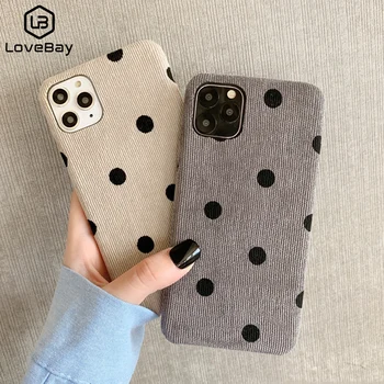 

Lovebay Cloth Texture Love Heart Wave Point Phone Case For iPhone 11 Pro Max 6 6s 7 8 Plus X XS XR Xs Max Soft Warm PU Fundas