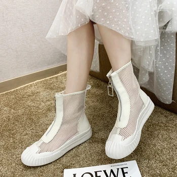 

Martin boots ins of the new summer 2020 increased leisure white gauze net thick boots bottom hollow out cool boots