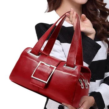 

2019 Autumn and Winter New Fahsion Large Size Women's Handbags Casual Totes Genuine Leather Multi-function Pockets Lady's Totes