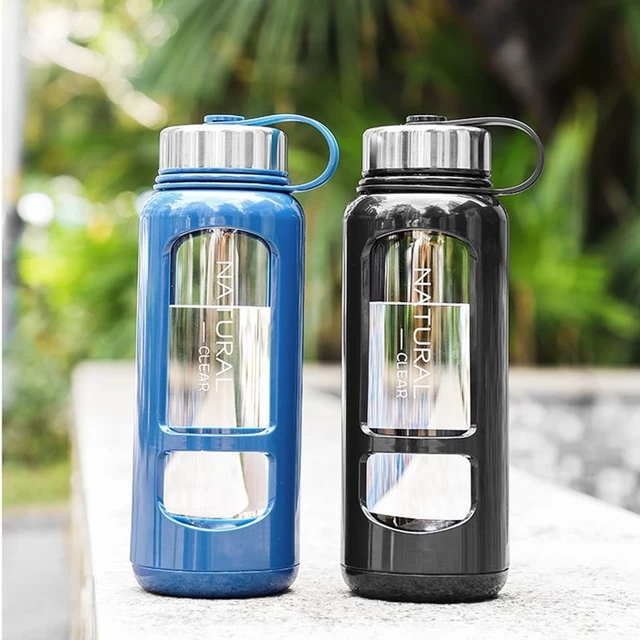 1 Liter Glass Water Bottle Outdoor Travel Portable Drinking Drinkware  Coffee 1000ML Waterbottle Heat Resisting Glass Bottle - AliExpress