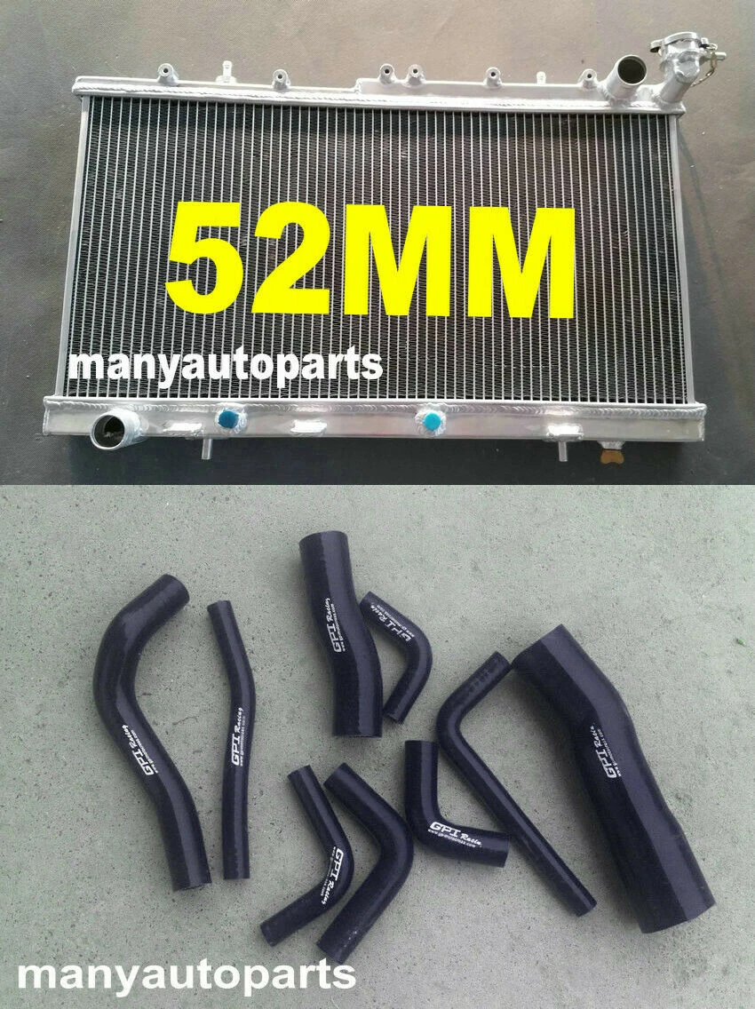 50MM 2 ROW ALUMINUM RADIATOR & BLACK HOSE FOR NISSAN N14 GTIR SR20DET
