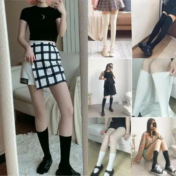 

2020 Patchwork Tights Women Girls Thighs High Over the Knee Socks Panty Pantyhose Ladies Long Stockings Fashion School Style