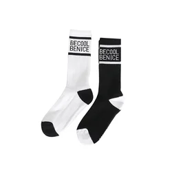 Simple Design Custom Cotton Socks Letter Crew Adult Socks Unisex