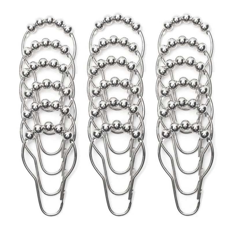 Promotion-18 Piece Set Rustproof Shower Curtain Rings Hooks for Bathroom Shower Rod