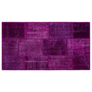 

Handmade Fuchsia Vintage Overdyed Patchwork Area Rug 080x150 Cm-2'7''X4'11''