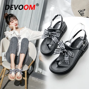 

2020 Ladies Sandals Flat T-strap Flip Flops Thong Beach Bow Sandals Women Fashion Platform Summer Shoes Woman Sandalias mujer
