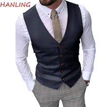 Gilet de costume pour homme, gilet de marié, veste Slim Fit sans manches, col en v, gilet masculin