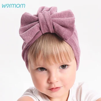 

Warmom Baby Boys Girls Cashmere Big Bowknot Hat Winter Autumn Cotton Wool Knitted Thick Warm Hat Kids Newbworn Bonnet Cap Beanie