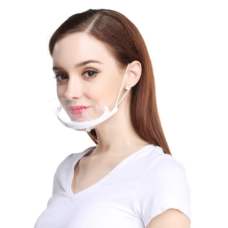 40Pcs Mask Against Droplets Catering Food Hygiene Plastic Kitchen Restaurant Spit Saliva Chef Smile Transparent Mask