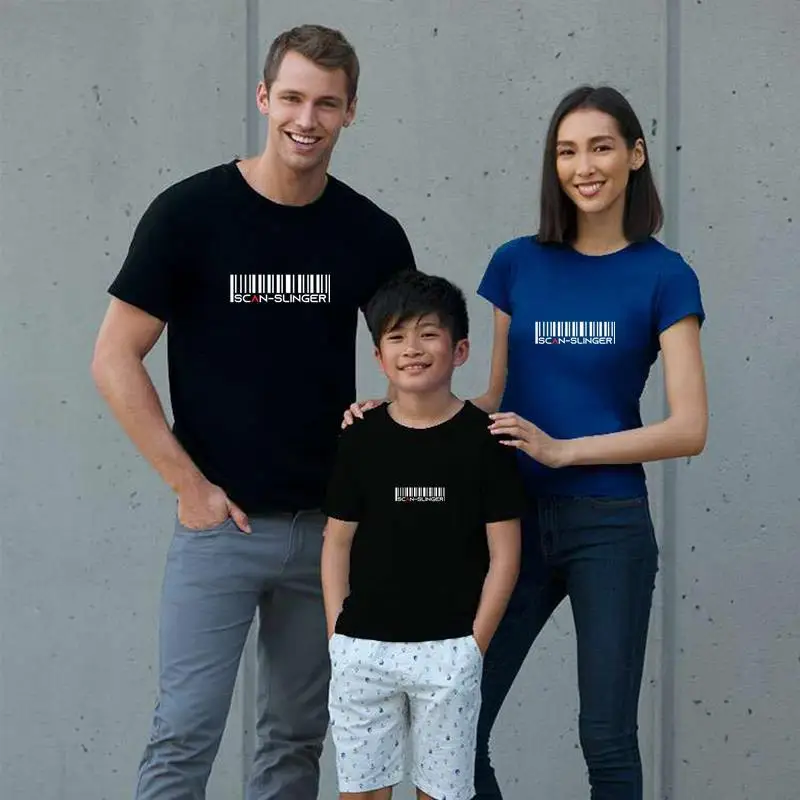 

Print barcode scan slinger delivery boy or girl tee t shirts men's big size s~5xL novelty outfit