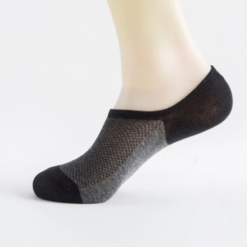 5 пар мужские повседневные хлопковые Лоферы Нескользящие невидимые низкие носки CLL9109 - Цвет: black and dark gray