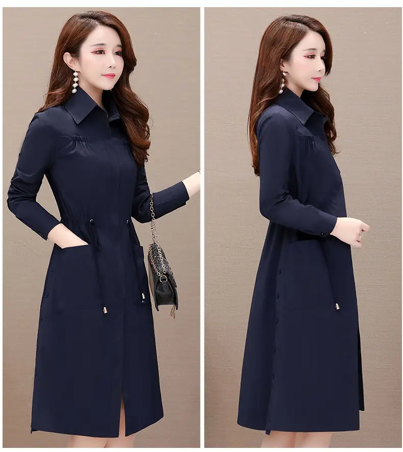 Повседневный Женский Длинный плащ весенний корейский стиль Женская Ветровка Длинные куртки модные пальто женские AS434