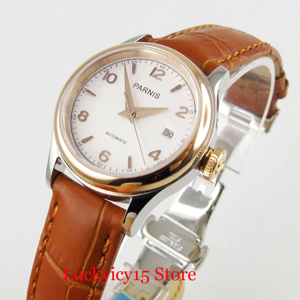 

Mini Lady Women Watch 26mm Round Wristwatch MIYOTA Movement Date Window Rose Gold Case Deployment Clasp