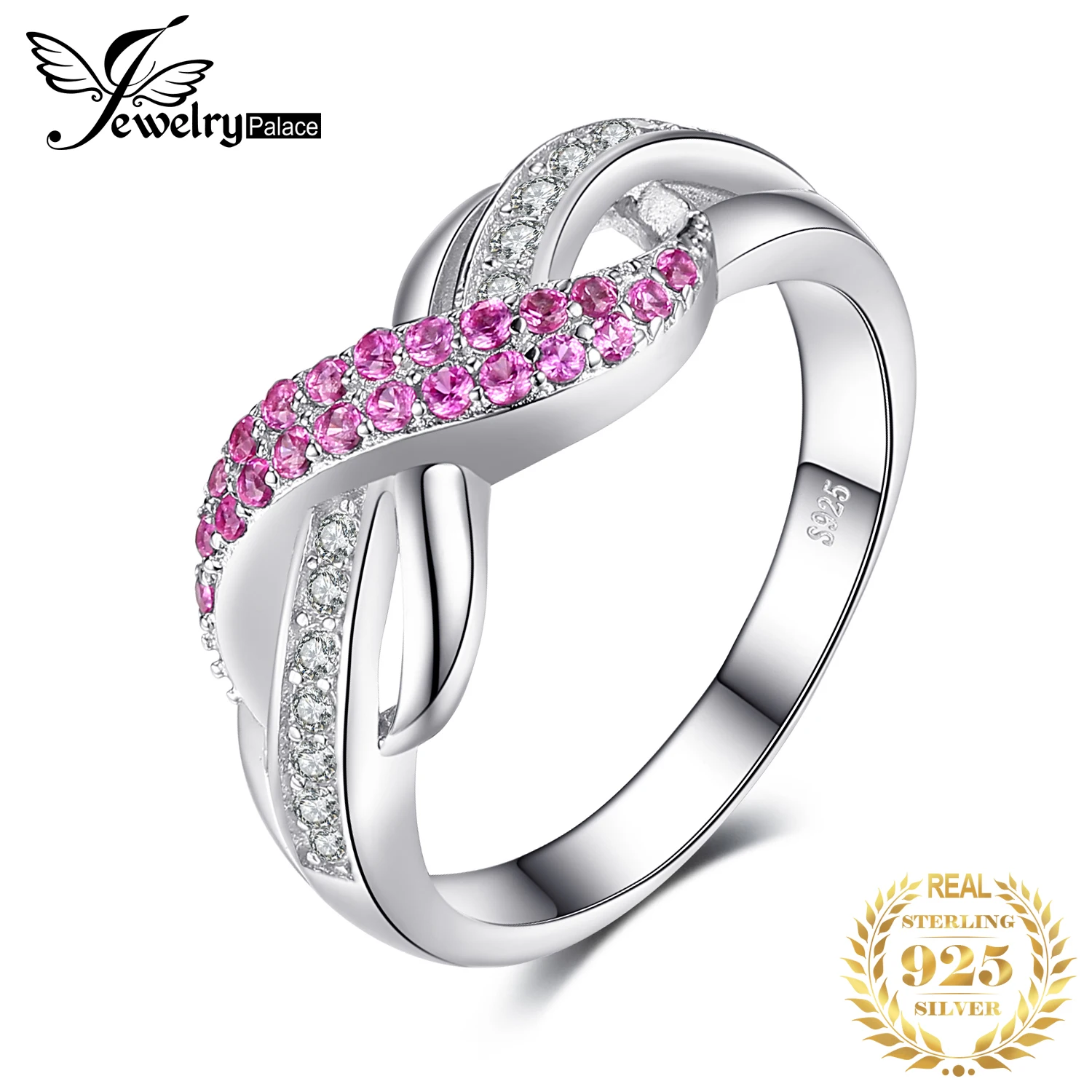 Jewelrypalace Forever Love Бесконечность создания Сапфир Юбилей Promise Ring Шарм стерлингового серебра 925 Модные украшения