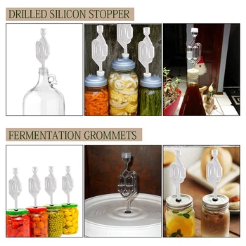 

Fermentation Air Lock, 5 S-Shaped Air Locks with Silicone Rubber Plugs, Food Grade Fermentation Sealing Valve