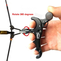 360 Degree Rotate Clamp Bow Release 4 Finger Compound Bow Release Aids Adjustable Caliper Wrist Strap Hunting Shooting
