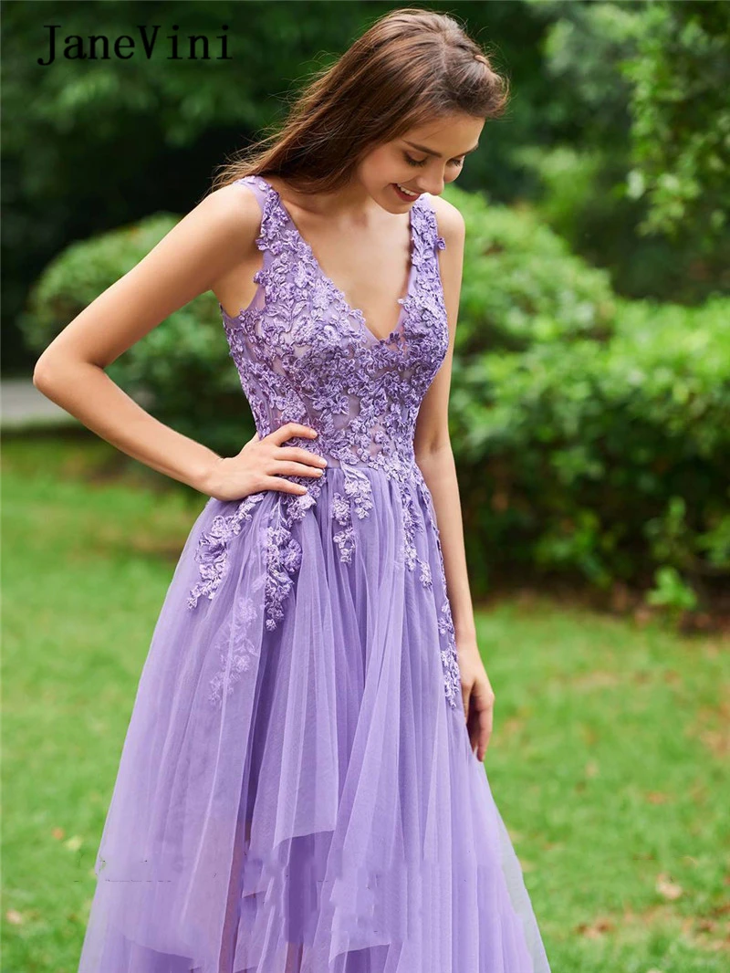 Sevintage-bestidos-de-gala-A-Line-Lilac-Lace-Appliqued-Evening-Dress-V-Neck-Special-Occasion-Formal (2)_副本