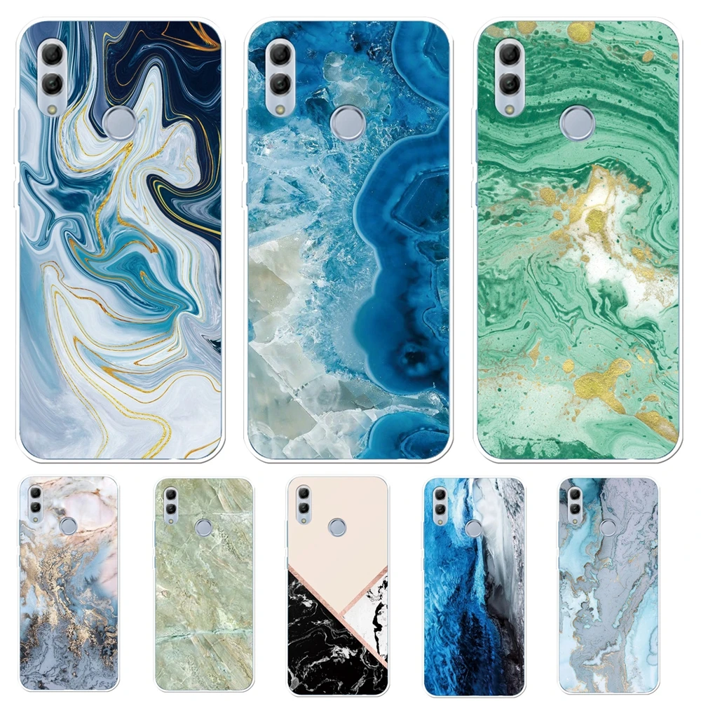 Мраморный чехол для huawei P Smart 2019 Модный тисненый лак Мягкий ТПУ Hono 10 Lite 20 Pro Чехол