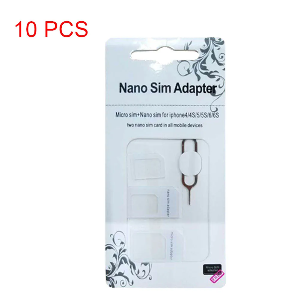 

10 Set Nano Micro Mini Standard SIM Card Adapter Kit Set Adapter Tools GV99