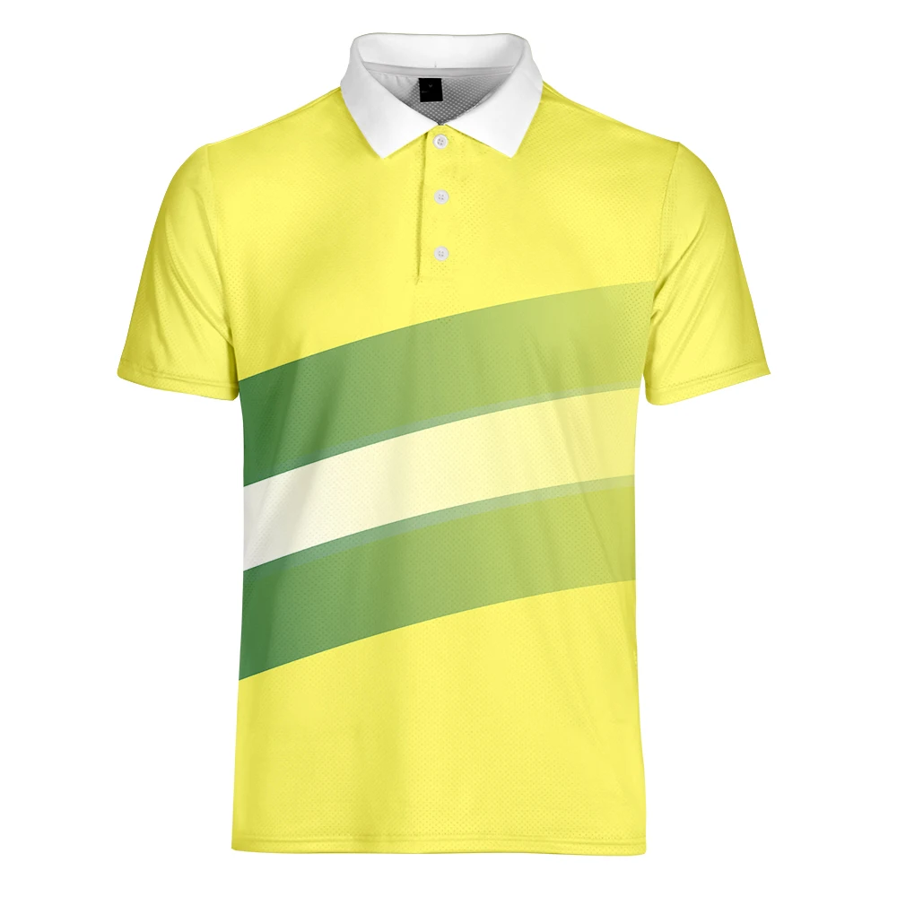 WAMNI модная мужская рубашка поло с 3D градиентом, повседневная спортивная рубашка поло с отложным воротником для настольного тенниса в полоску, Мужская рубашка поло с коротким рукавом