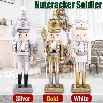 

42CM Christmas Nutcracker Puppet Glitter Powder Classic Nutcracker Puppet Solider Christmas Ornament Decoration Birthday Gift