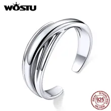 WOSTU, настоящее 925 пробы Серебряное многослойное обручальное кольцо, регулируемые кольца на палец для женщин, обручальное модное ювелирное изделие CQR566