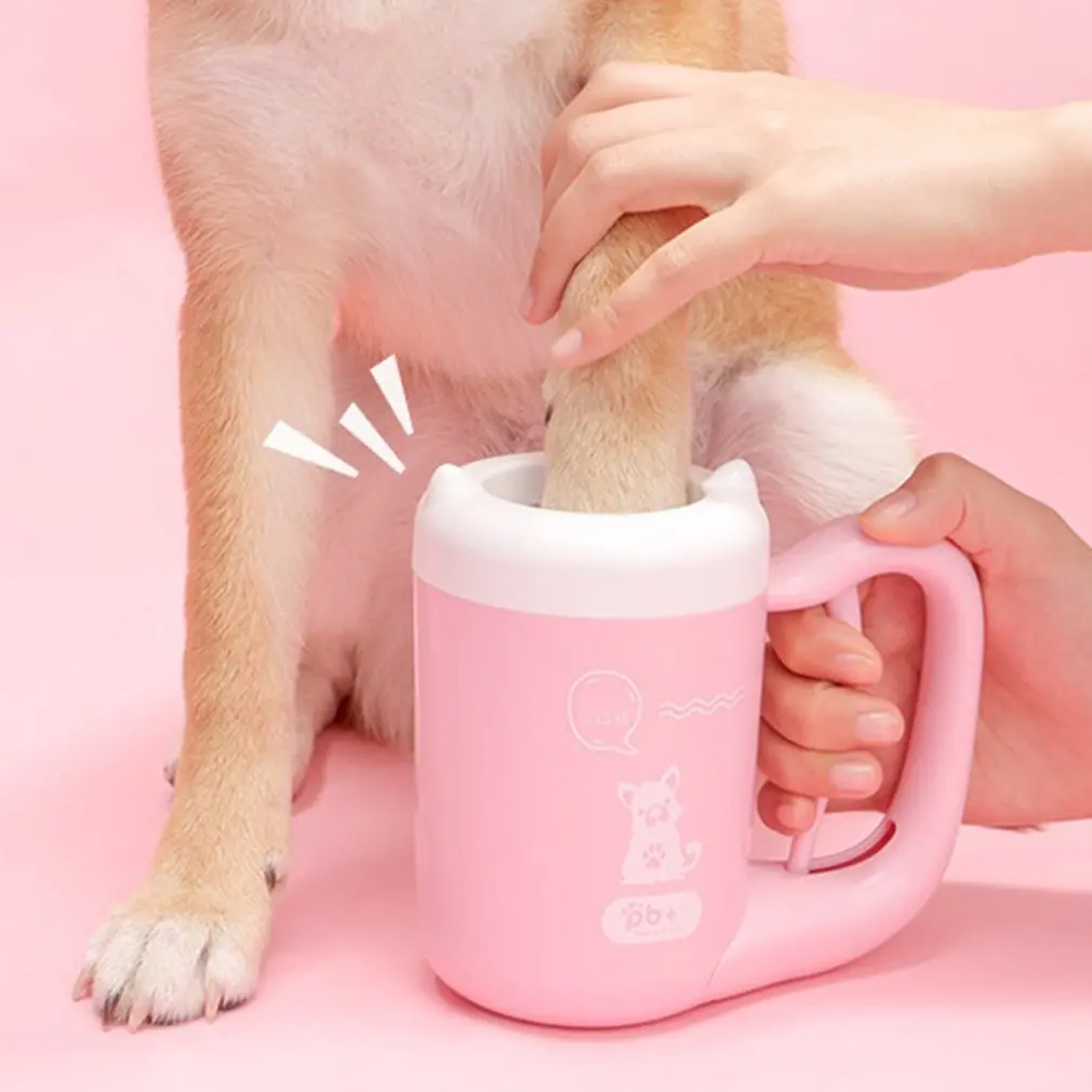 Автоматическая щетка для собак Pet Foot Cup Dog Cat приспособление для очистки лап для ног автоматическое нажатие вращающееся портативное моющее устройство