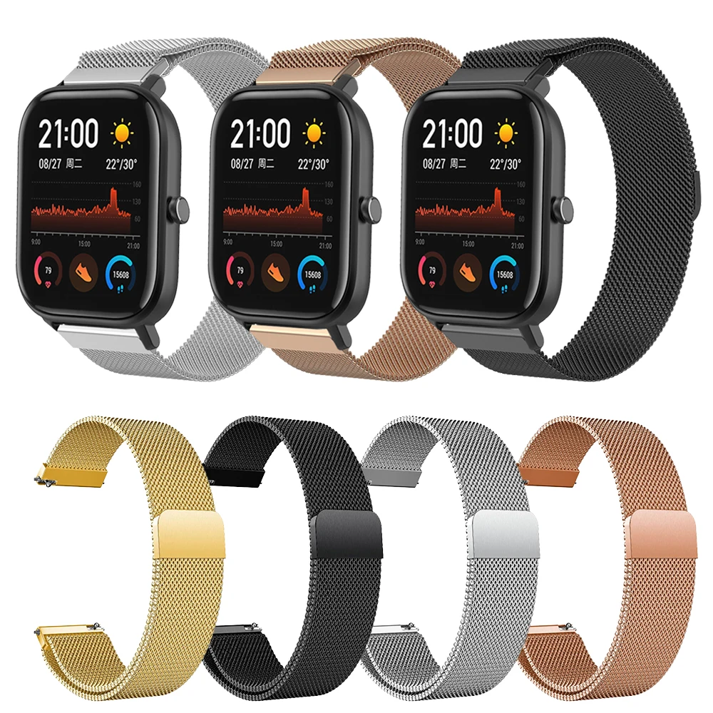 Металлический браслет Миланская петля для Xiaomi Huami Amazfit GTS на запястье GTR 47 мм/Bip lite /