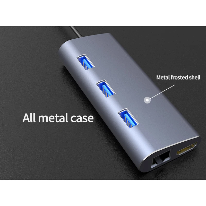 Концентратор USB Type C USB-C к HDMI 4K Gigabit Ethernet RJ45 USB 3,0 SD TF кардридер PD сплиттер адаптер для MacBook Air Pro